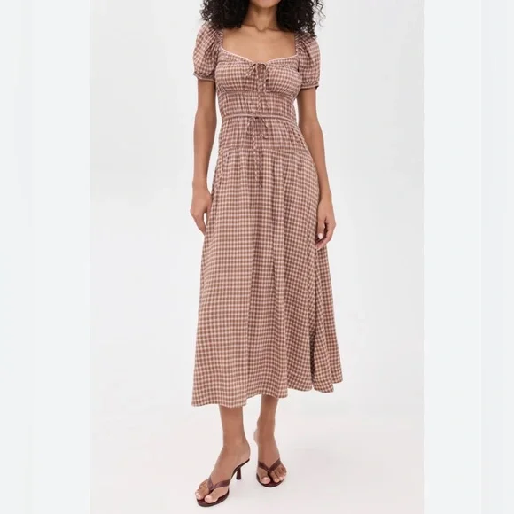 Reformation Rhett Dress in Audrie Check NEW NWT - Picture 2 of 5